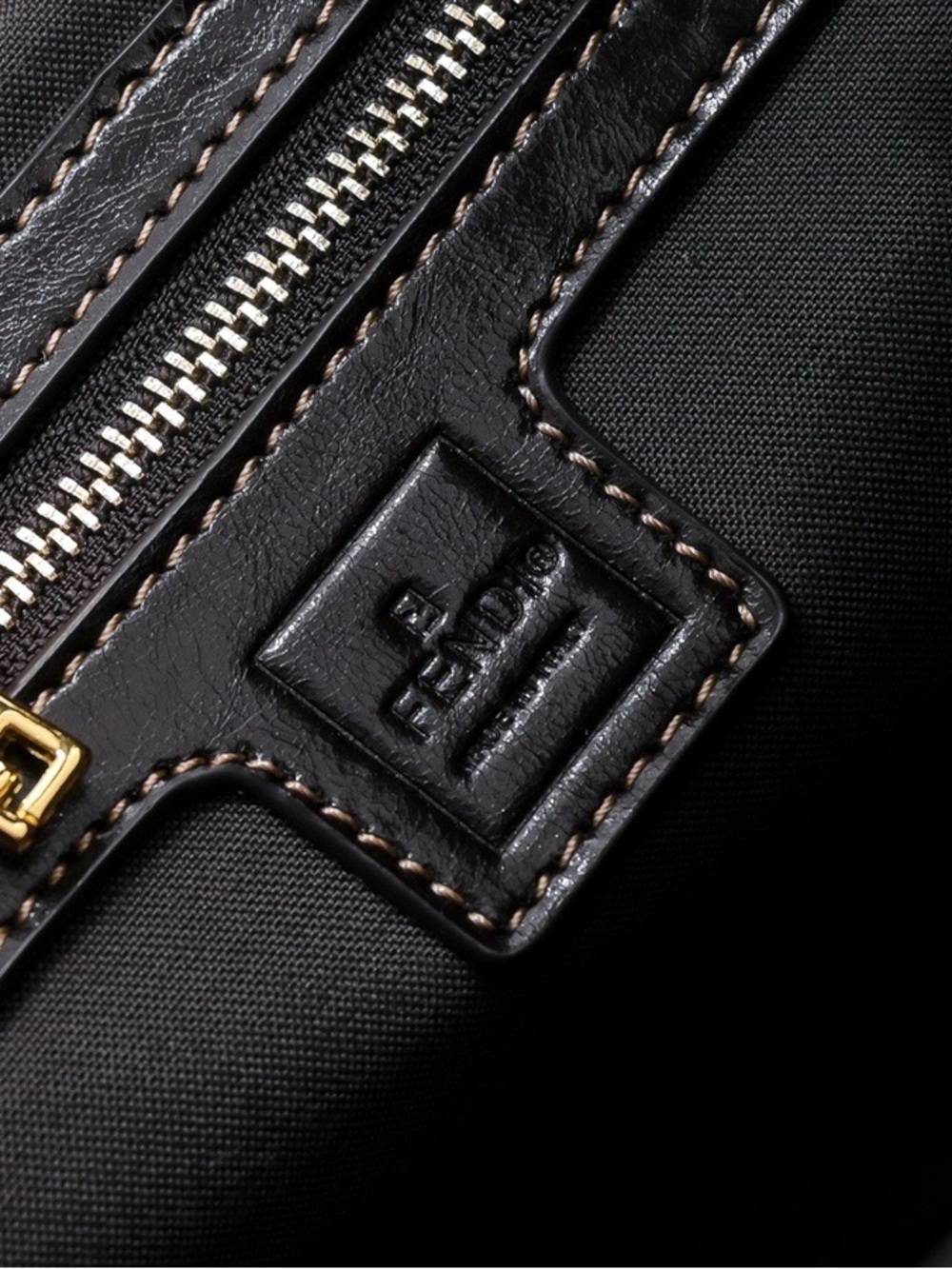 Fendi Brown and Black FF Logo Shoulder Bag with Gold Buckle - Picture 6 of 8